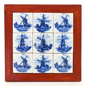 Trivet-Wall Hanging-Blue White Delft Tiles-Windmills-Various Designs-7.5 x 7.5